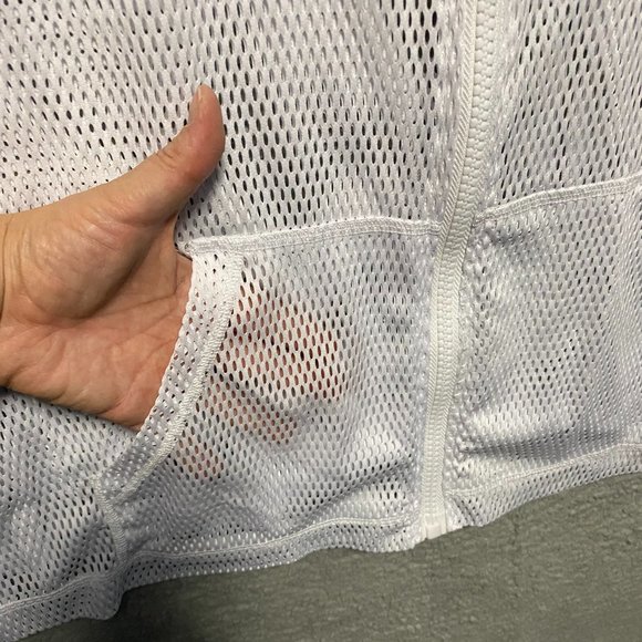 LF Track Jacket White Black Semi Sheer Mesh Netted Full Zip Size M. - Picture 3 of 9